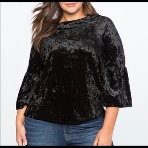 Eloquii Crushed Velvet Black Top